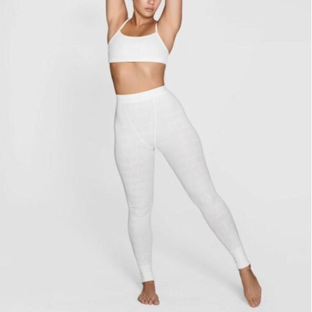 SKIMS White Logo Pointelle Leggings S